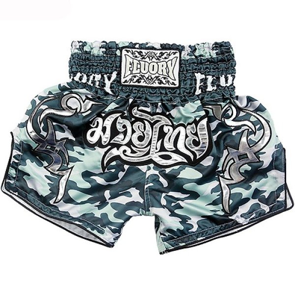 Photo1: FLUORY Muay Thai Shorts MTSF09 Green (1)