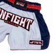 Photo3: IN FIGHT STYLE Muay Thai Shorts Big Ticket Retro Gray/Navy (3)