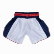 Photo4: IN FIGHT STYLE Muay Thai Shorts Big Ticket Retro Gray/Navy (4)