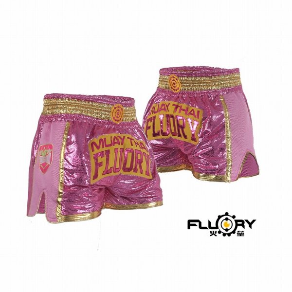 Photo1: FLUORY Muay Thai Shorts MTSF67 Pink (1)