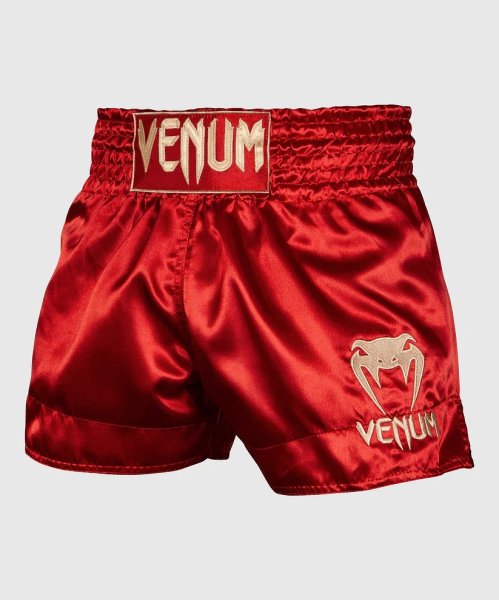 Photo1: VENUM Muay Thai Shorts CLASSIC Bordeaux/Gold (1)