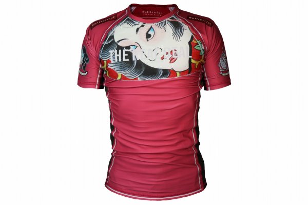 Photo1: BULL TERRIER Rashguard TSUNADEHIME Short Sleeve Vermilion (1)