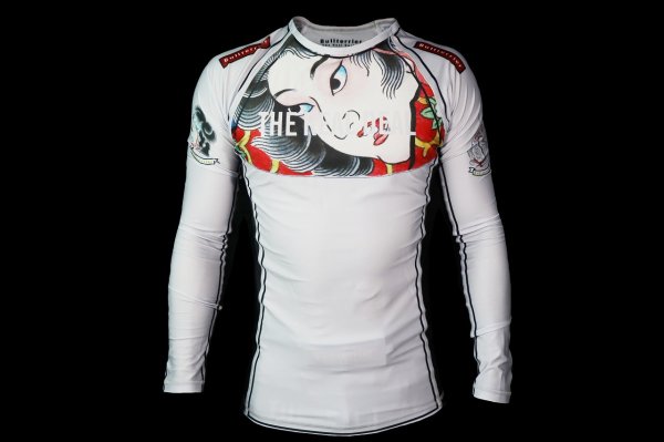 Photo1: BULL TERRIER Rashguard TSUNADEHIME Long Sleeve White (1)