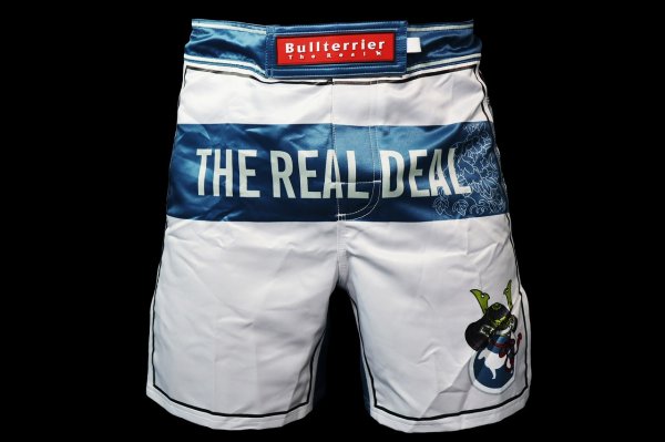 Photo1: BULL TERRIER Fight Shorts KARAJISHI White (1)