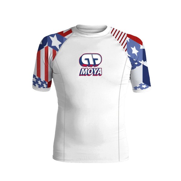 Photo1: MOYA BRAND Rashguard Stars & Stripes Short Sleeve White (1)