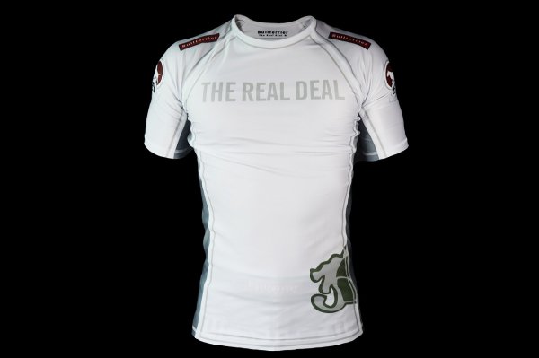 Photo1: BULL TERRIER Rashguard ASHURA Short Sleeve White (1)