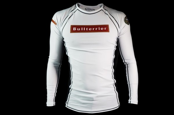 Photo1: BULL TERRIER Rashguard RANK3.0 Long Sleeve White (1)