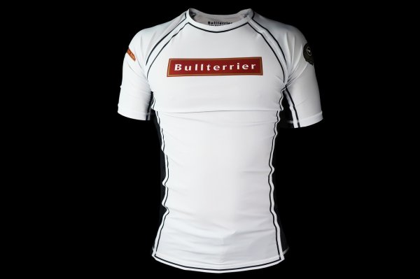 Photo1: BULL TERRIER Rashguard RANK 3.0 Short Sleeve White (1)